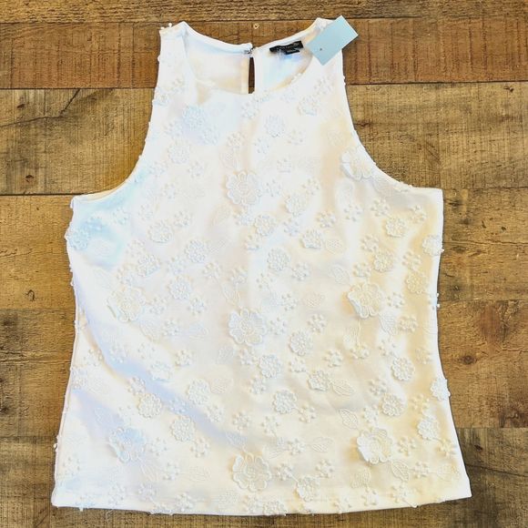 Ann Taylor Petite Flower White Sleeveless Tank Shell XSP NEW NWT - Picture 10 of 10